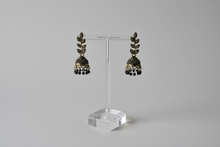 Load image into Gallery viewer, Small Gold &amp; Black Leaf Lightweight Jhumki Earrings

