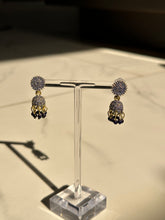 Load image into Gallery viewer, Dark Blue Lightweight Mini Jhumki Earrings
