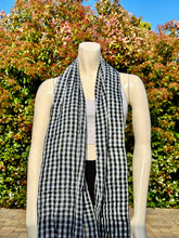 Load image into Gallery viewer, White and Black Glittery Checkered Cotton Scarf
