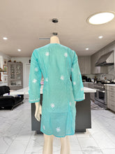 Load image into Gallery viewer, Pastel Sea Green Full White Embroidery Cotton Kurta

