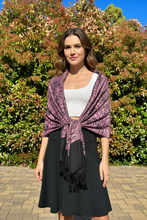 Load image into Gallery viewer, Reversible Pink and Black Zebra Jacquard Pashmina Shawl Wrap

