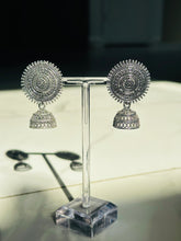 Load image into Gallery viewer, Silver Circular Lightweight Jhumki Earrings
