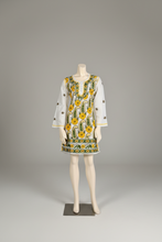Load image into Gallery viewer, White Cotton Kurta with Yellow Floral Embroidery
