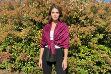 Load image into Gallery viewer, Magenta Om Print Pashmina Shawl
