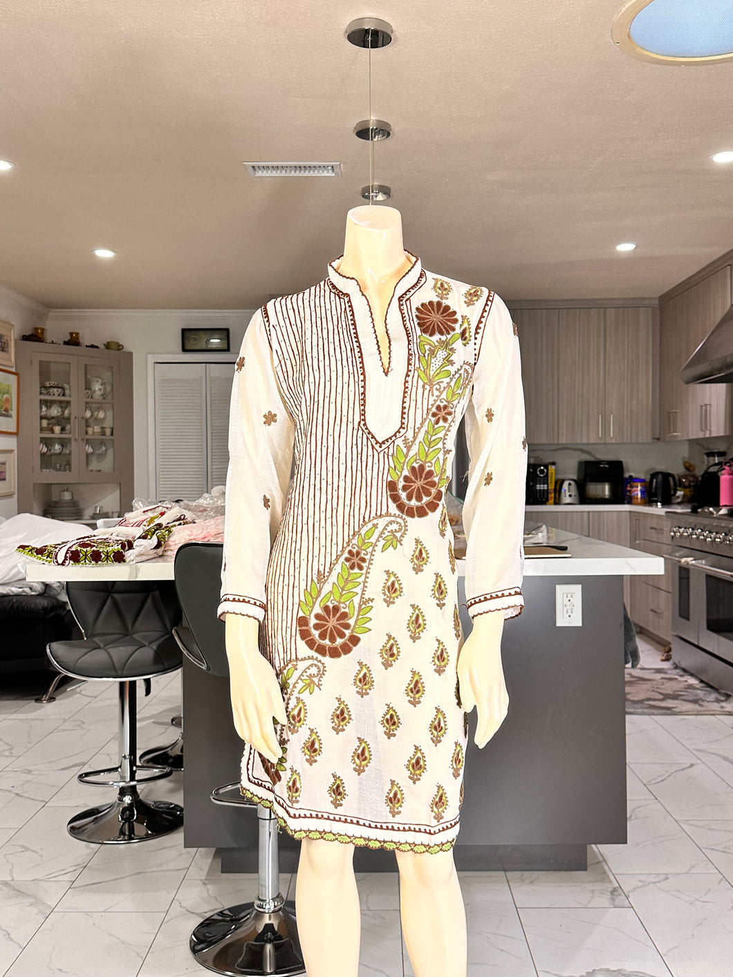 Purple and Green Georgette Kurta w/Scarf