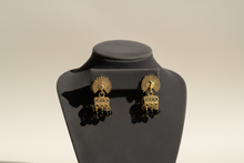 Load image into Gallery viewer, Lightweight Mini Peacock w/Black Beads Jhumki Earrings
