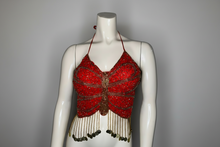 Load image into Gallery viewer, Red Beaded Butterfly Top
