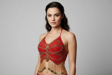 Load image into Gallery viewer, Red Beaded Butterfly Top
