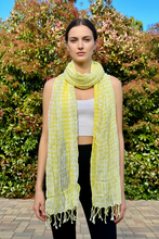 Load image into Gallery viewer, Yellow Gingham Glitter Cotton Scarf
