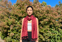 Load image into Gallery viewer, Reversible Burgundy w/Circles Pashmina Shawl
