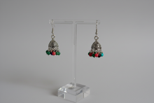 Load image into Gallery viewer, Silver w/Multicolored Beads Lightweight Small Jhumki Earrings
