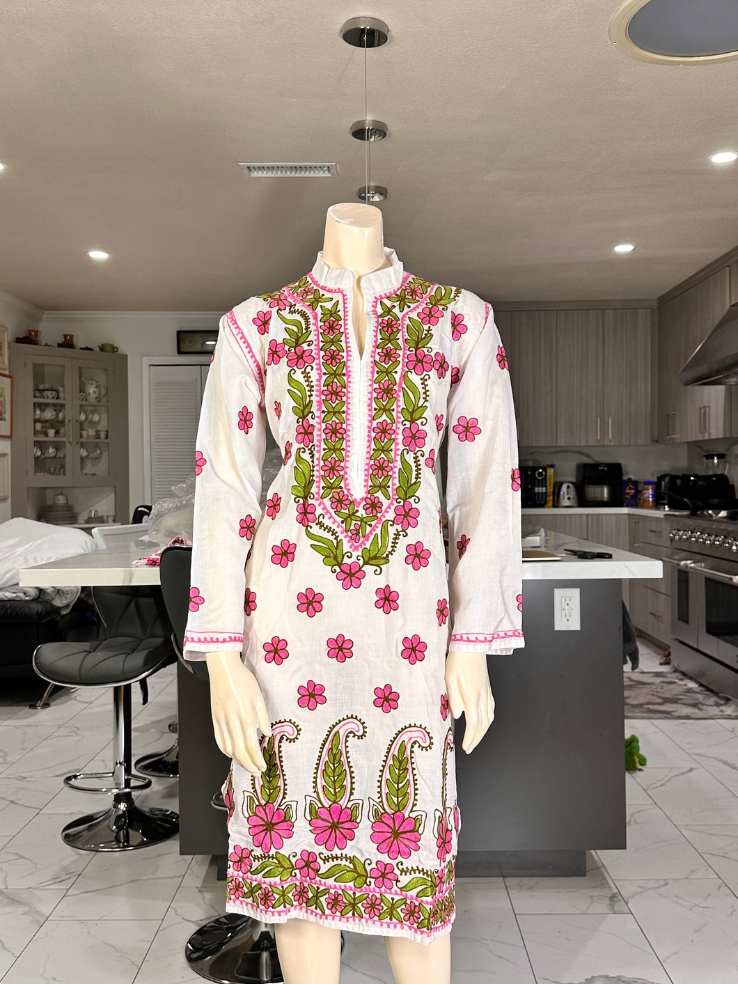 Pink Light Floral Cotton Kurta