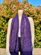 Load image into Gallery viewer, Purple and Black Checkered Cotton Scarf
