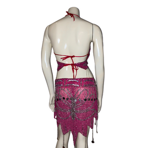 Magenta Beaded Butterfly Set
