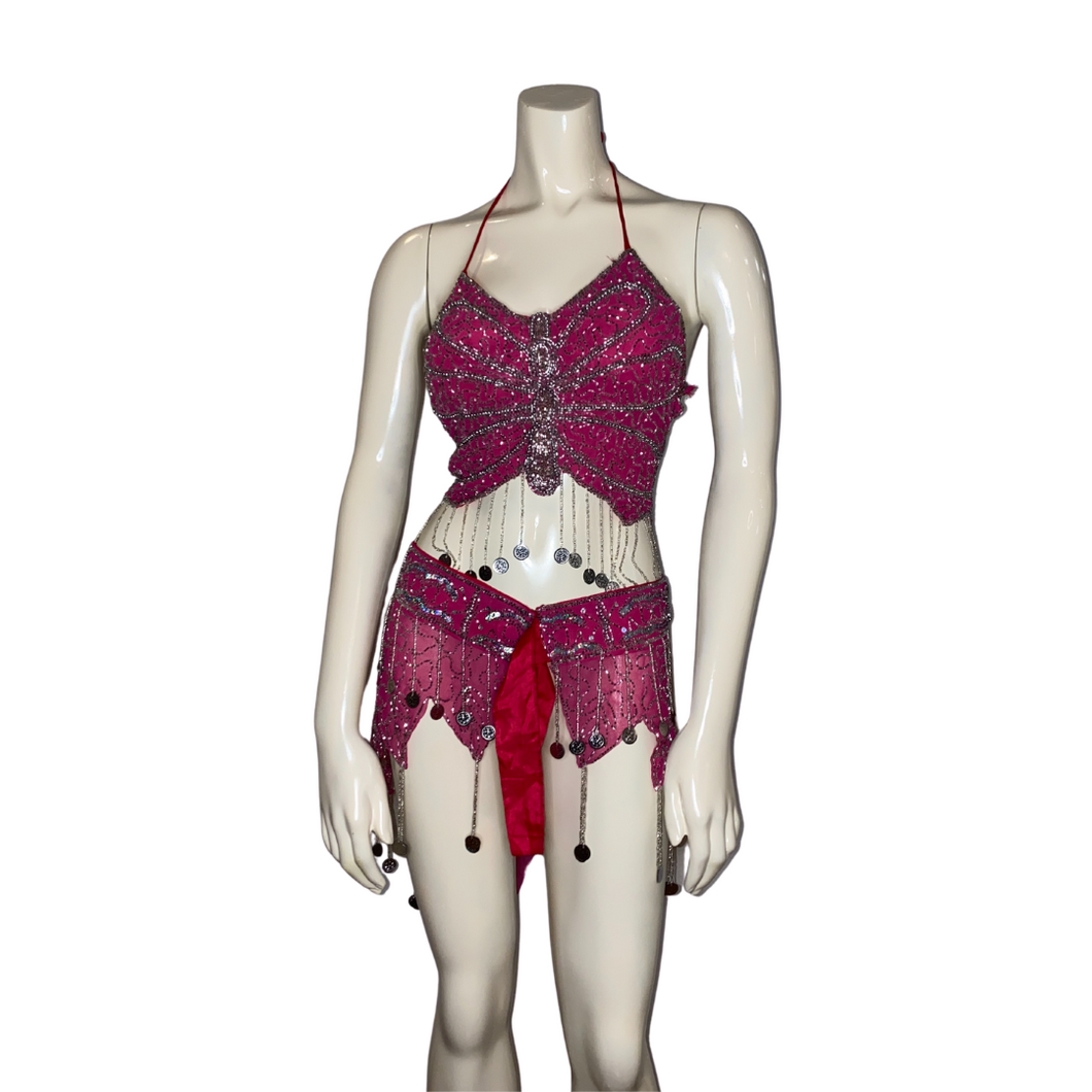 Magenta Beaded Butterfly Set
