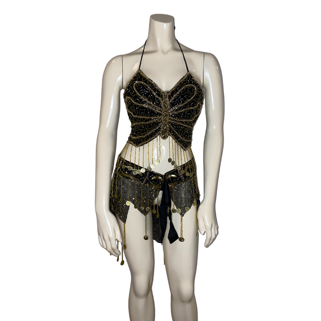 Black Beaded Butterfly Set