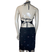 Load image into Gallery viewer, Black Beaded Flower Belly Dance Set
