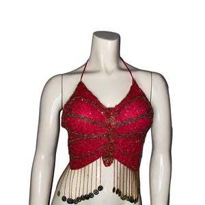 Pink Beaded Butterfly Top