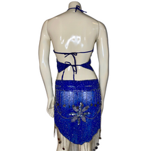 Load image into Gallery viewer, Blue Beaded Flower Belly Dance Set
