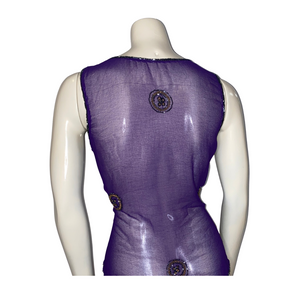 Purple Toniya Style Tank Top w/ Brown Beads