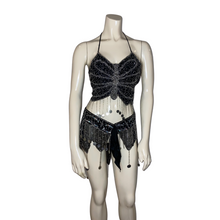 Load image into Gallery viewer, Black Beaded Butterfly Set
