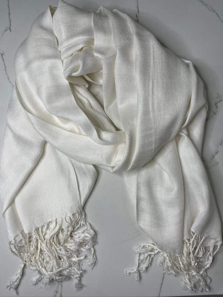Solid White Pashmina Scarf
