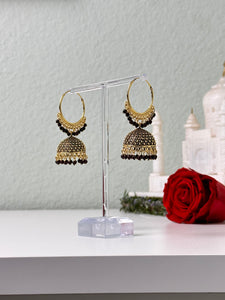Black Hoop Jhumka Earrings