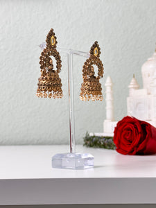 Gold Hindu God Jhumka Earrings