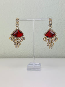 Faux Ruby Triangles Necklace Set w/Tika