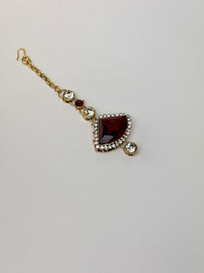 Faux Ruby Triangles Necklace Set w/Tika