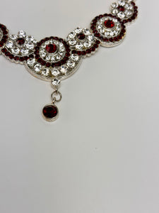 Red and Silver Circles Necklace Set w/Tika