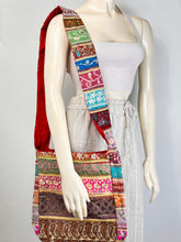 Load image into Gallery viewer, Red Colorful Sari Crossbody Bag
