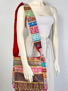 Red Colorful Sari Crossbody Bag