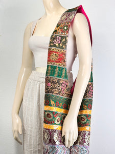 Pink Sari Patchwork Crossbody V Cut Bag