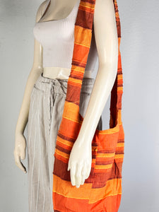 Orange Recycled Textile Crossbody Bag