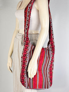 Red Tribal Stitched Crossbody Bag