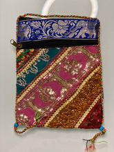Load image into Gallery viewer, Dark Blue Sequins Sari Bag
