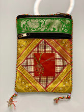 Load image into Gallery viewer, Green/Yellow Triple Square Sari Bags
