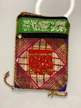 Load image into Gallery viewer, Green/Yellow Triple Square Sari Bags
