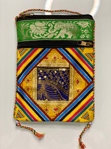 Green/Yellow Triple Square Sari Bags