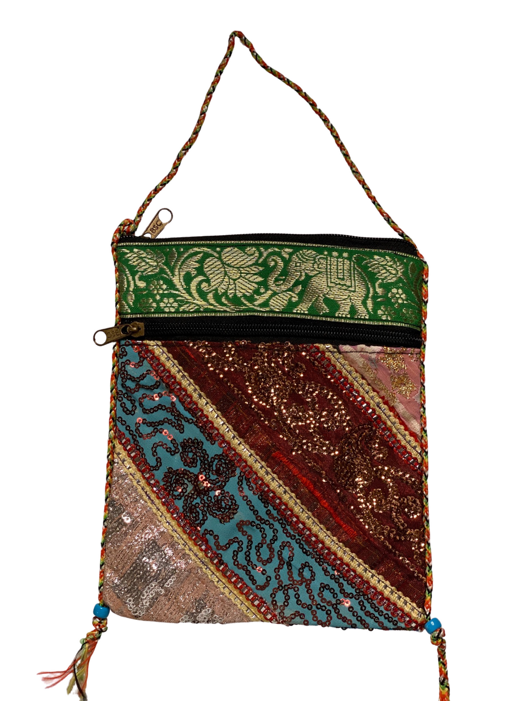 Green Sequins Sari Bag