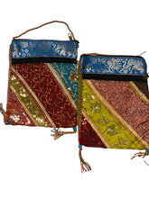 Load image into Gallery viewer, Ocean Blue Sequins Sari Bag
